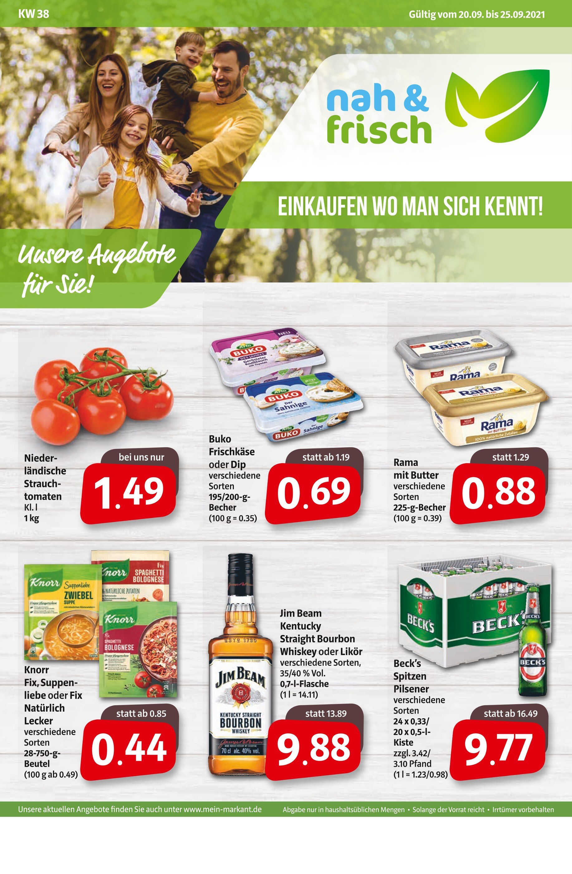 nah&frisch Prospekt für Marienfeld mit 7 Seiten nah&frisch Prospekt für Marienfeld: "Unsere Angebote für Sie!", 7 Seiten, 20.09.2021 - 25.09.2021