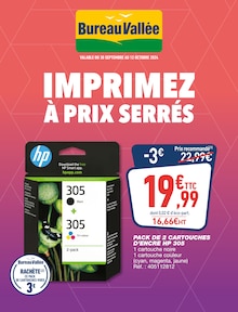 Prospectus Bureau Vallée de la semaine "IMPRIMEZ À PRIX SERRÉS" avec 1 pages, valide du 30/09/2024 au 12/10/2024 pour Amboise et alentours