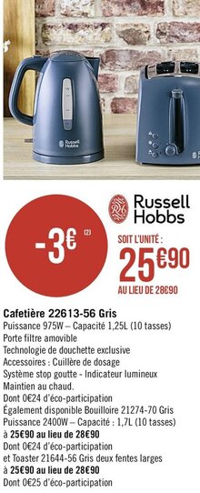 Casino Supermarchés Schlierbach - Cafetière 22613-56 Gris Promo Cafetière 22613-56 Gris dans le catalogue Casino Supermarchés "Big bons plans de l'été" à Schlierbach