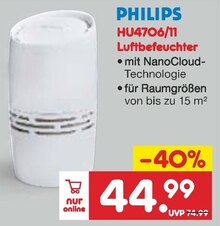 Netto Marken-Discount Kißlegg - Luftbefeuchter HU4706/11 Luftbefeuchter HU4706/11 Angebot bei Netto Marken-Discount Kißlegg im Prospekt "DU WILLST NÄRRISCH GÜNSTIG EINKAUFEN? DANN GEH DOCH ZU NETTO!"