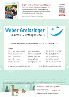 Bier im Weber Greissinger GmbH & Co. KG Sanitäts- und Orthopädiehaus Prospekt "Schenken Sie Gesundheit!" mit 6 Seiten (Heilbronn)