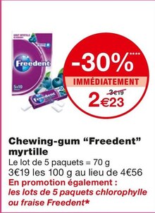 Monoprix Rehainviller - Chewing-gum myrtille Promo Chewing-gum myrtille dans le catalogue Monoprix "Les promos ? On en fait vos bonnes affaires." à Rehainviller