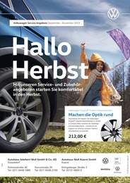 Volkswagen Prospekt "Herbst in Sicht", 1 Seite, 01.09.2023 - 01.09.2023 Aktueller Volkswagen Prospekt, "Herbst in Sicht", mit Angeboten der Woche, gültig von 01.09.2023 bis 01.09.2023