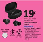 Écouteurs sans fil TAT1209 - PHILIPS en promo chez E.Leclerc Rezé à 19,00 €