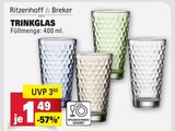 Trinkglas im Angebot bei Marktkauf in Rottenburg Trinkglas Angebote von Ritzenhoff & Breker bei Marktkauf Rottenburg für 1,49 €
