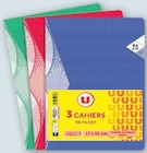 3 cahiers piqures 17x22cm - U en promo à 1,59 € chez Super U 3 cahiers piqures 17x22cm - U dans le catalogue Super U