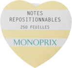 Notes repositionnables cœur - MONOPRIX à 2,99 € dans le catalogue Monoprix Margaret