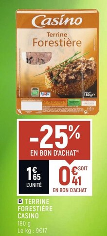 TERRINE FORESTIÈRE - Casino Shop à Nice TERRINE FORESTIÈRE en promo chez Casino Shop Nice à 1,65 €