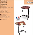 Table de lit piétement 3 positions Diffusion en promo chez Technicien de Santé Créteil à 109,90 €