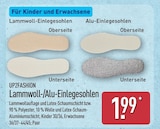 Lammwoll-Einlegesohlen im ALDI Nord Prospekt Lammwoll-Einlegesohlen von UP2FASHION im aktuellen ALDI Nord Prospekt für 1,99 €