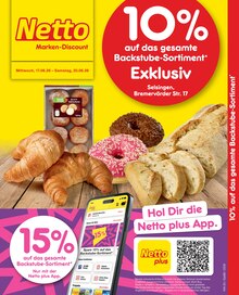 Aktueller Netto Marken-Discount Prospekt (Selsingen, 2 Seiten zum blättern Netto Marken-Discount Prospekt 10% auf das gesamte Backstube-Sortiment mit 2 Seiten