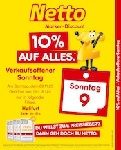 Netto Marken-Discount Discounter Prospekt der aktuellen Woche mit 2 Seiten, gültig von 09.11.2025 bis 09.11.2025, in Haßfurt und Umgebung Aktueller Netto Marken-Discount Discounter Prospekt in Haßfurt und Umgebung, "10% auf ALLES" mit 2 Seiten, 09.11.2025 - 09.11.2025