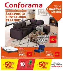 Catalogue Conforama avec 40 pages de promos Prospectus Conforama, "À ces prix-là c'est le jour et la nuit", pages, 24/01/2023 - 20/02/2023