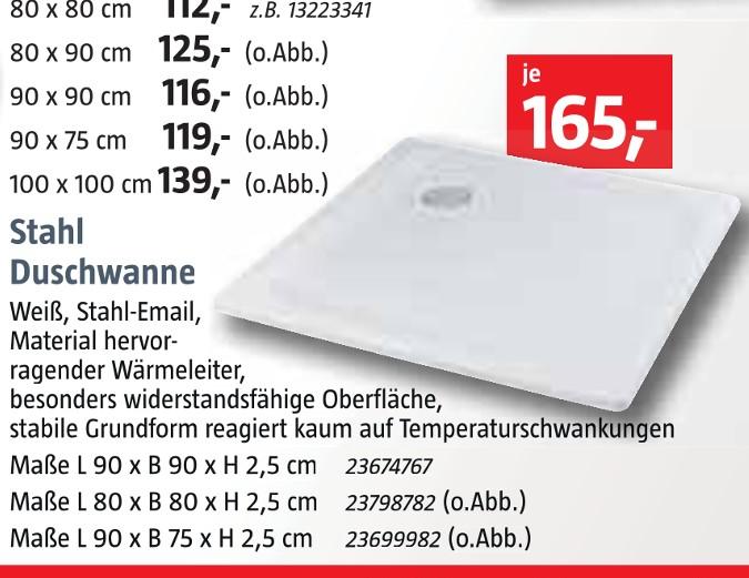 BAUHAUS Kummerow - Stahl Duschwanne Stahl Duschwanne Angebot bei BAUHAUS Kummerow im Prospekt Handzettel KW 40