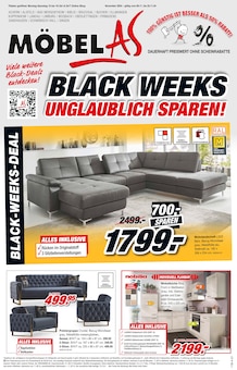 Sofa im Möbel AS Prospekt "BLACK WEEKS - UNGLAUBLICH SPAREN!" mit 16 Seiten (Karlsruhe)