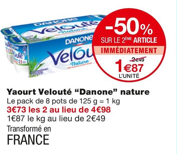 Monoprix Saint-Germain-en-Laye - Yaourt Velouté nature Promo Yaourt Velouté nature dans le catalogue Monoprix 1+1 offert à Saint-Germain-en-Laye