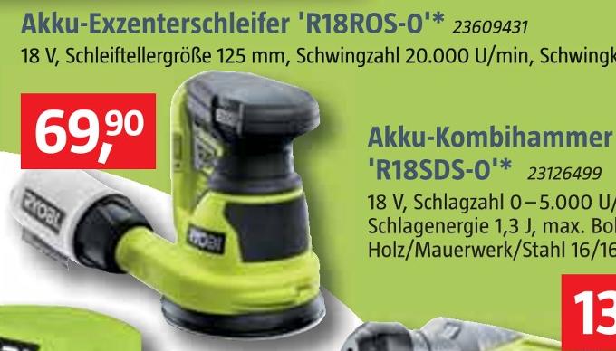 BAUHAUS Kirrweiler - Akku-Exzenterschleifer 'R18ROS-0' Akku-Exzenterschleifer 'R18ROS-0' Angebot bei BAUHAUS Kirrweiler im Prospekt Handzettel KW 48