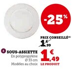 Sous-assiette en promo chez Hyper U La Rochelle à 1,49 €