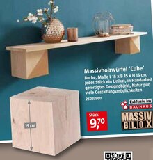BAUHAUS Dingolfing - Massivholzwürfel 'Cube' Massivholzwürfel 'Cube' Angebot bei BAUHAUS Dingolfing im Prospekt "Handzettel KW 45"