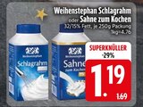 Schlagrahm oder Sahne zum Kochen Angebote von Weihenstephan bei EDEKA Germering für 1,19 €