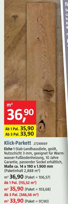 BAUHAUS Bad Nenndorf - Klick-Parkett Klick-Parkett Angebot bei BAUHAUS Bad Nenndorf im Prospekt Handzettel KW 27