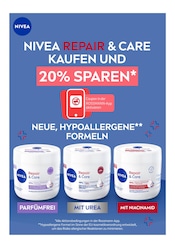 NIVEA Drogerie-und-Parfuemerie Prospekt der aktuellen Woche mit 1 Seite, gültig von 25.08.2025 bis 14.09.2025, in Blaubeuren und Umgebung Aktueller NIVEA Drogerie-und-Parfuemerie Prospekt in Blaubeuren und Umgebung, "NIVEA REPAIR & CARE KAUFEN UND 20% SPAREN" mit 1 Seite, 25.08.2025 - 14.09.2025