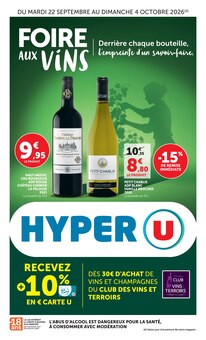 Catalogue Hyper U de la semaine 40, "FOIRE AUX VINS", page 1, 22/09/2026 - 04/10/2026 Prospectus Hyper U en cours, "FOIRE AUX VINS", page 1 sur 80