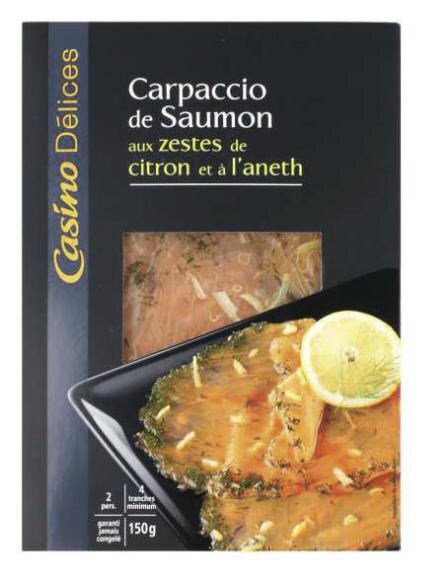 Géant Casino Villeneuve-Loubet - Carpaccio de Saumon aux zestes de citron et à l’aneth Promo Carpaccio de Saumon aux zestes de citron et à l’aneth dans le catalogue Géant Casino Votre mois Casinomania à Villeneuve-Loubet