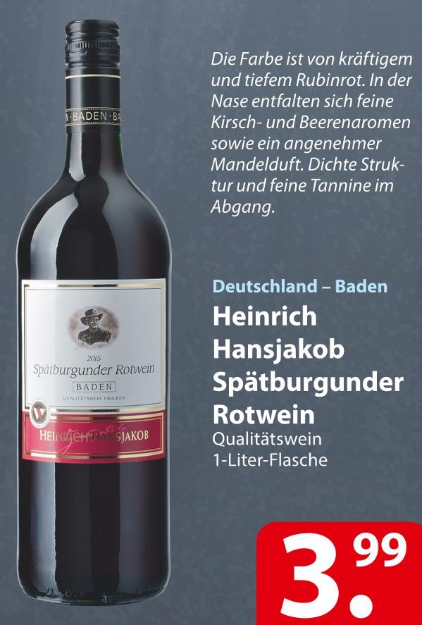 famila Nordost Essen - Heinrich Hansjakob Spätburgunder Rotwein Heinrich Hansjakob Spätburgunder Rotwein Angebot bei famila Nordost Essen im Prospekt besser als gut!