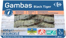 Carrefour Puteaux - Gambas entières crues Black Tiger surgelées FILIÈRE QUALITÉ Promo Gambas entières crues Black Tiger surgelées FILIÈRE QUALITÉ dans le catalogue Carrefour "Manger mieux moins cher !" à Puteaux