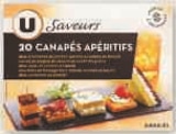 Assortiment de canapés apéritifs surgelés - U SAVEURS - Hyper U à Montigny-en-Gohelle Assortiment de canapés apéritifs surgelés - U SAVEURS en promo chez Hyper U Montigny-en-Gohelle à 6,12 €