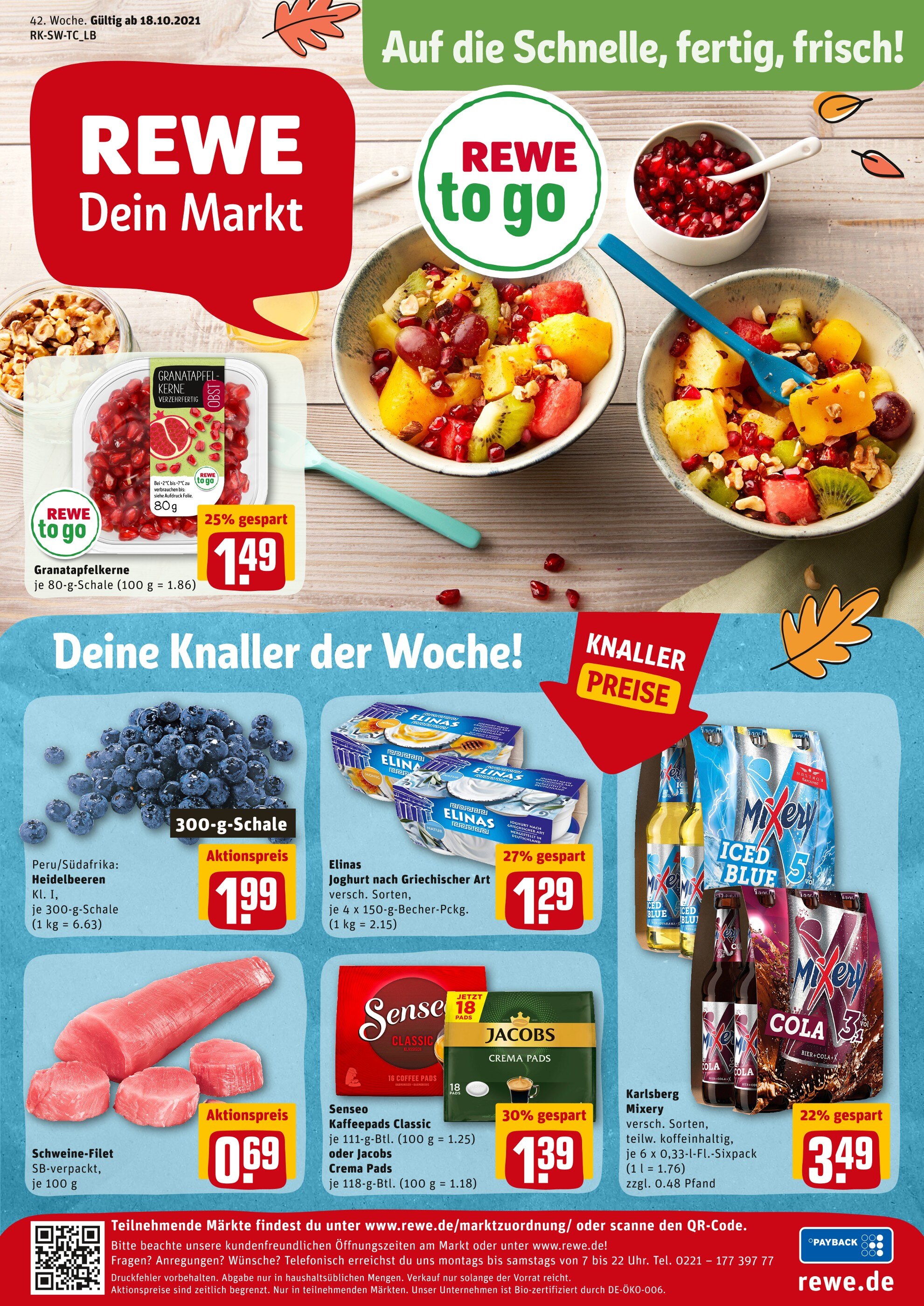 REWE Prospekt für Fellbach mit 13 Seiten REWE Prospekt für Fellbach: "Angebote im Markt", 13 Seiten, 18.10.2021 - 23.10.2021
