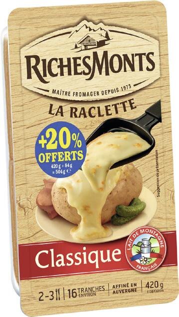 Fromage raclette tranches classique 26% MG