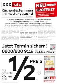XXXLutz Möbelhäuser Prospekt Küchentesterinnen und -tester gesucht! mit 27 Seiten