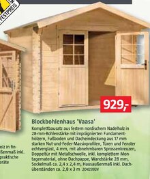 BAUHAUS Dissen - Blockbohlenhaus 'Vaasa' Blockbohlenhaus 'Vaasa' Angebot bei BAUHAUS Dissen im Prospekt Handzettel KW 09