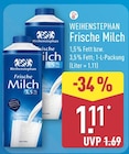 Frische Milch 1,5% Fett im ALDI Nord Prospekt Frische Milch 1,5% Fett von Weihenstephan im aktuellen ALDI Nord Prospekt für 1,11 €