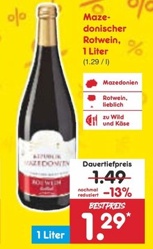 Mazedoniescher Rotwein bei Netto Marken-Discount in Heinsberg Mazedoniescher Rotwein im Angebot bei Netto Marken-Discount Heinsberg für 1,29 €
