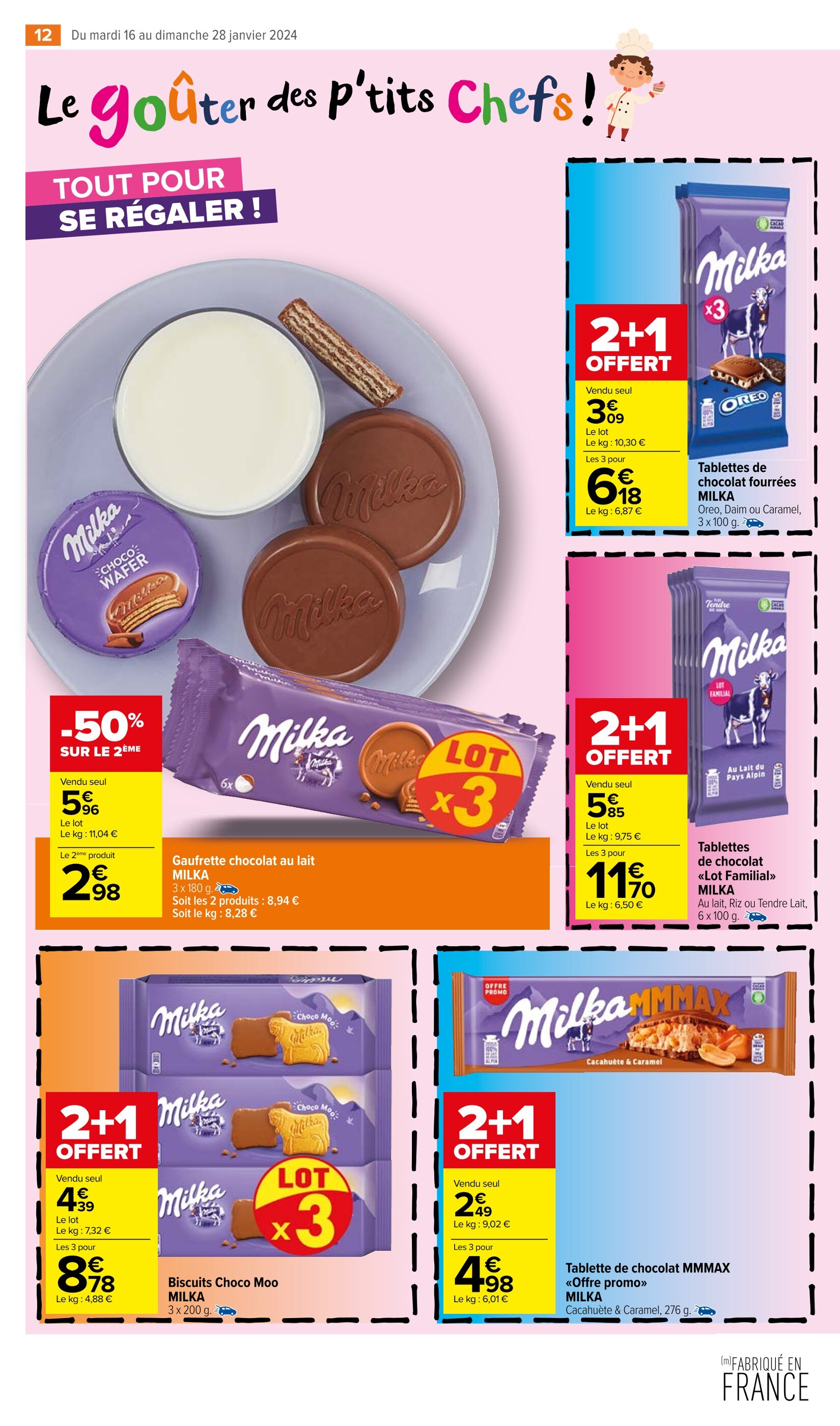 Chocolat au lait, Milka LOT DE 12 / OFFRE SPECIALE (12 x 100 g