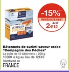 Bâtonnets de surimi saveur crabe - Compagnie des Pêches à 2,12 € dans le catalogue Monoprix