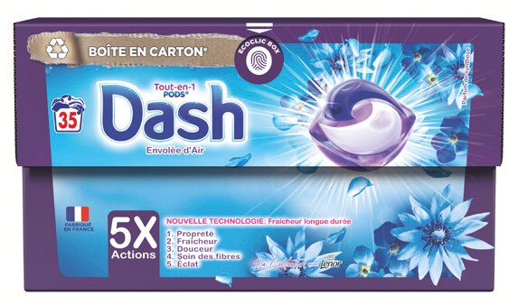 Lessive Capsule Tout-En-1 Envolée d'Air DASH : la boîte de 40 capsules à  Prix Carrefour