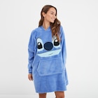 Poncho plaid à capuche Stitch bleu femme - STITCH en promo chez La Halle Nancy à 25,19 €