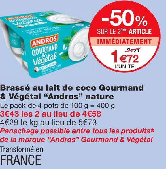 Monoprix Épinal - Brassé au lait de coco Gourmand & Végétal nature Promo Brassé au lait de coco Gourmand & Végétal nature dans le catalogue Monoprix Monoprix à Épinal