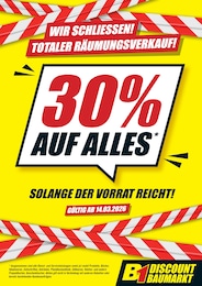 B1 Discount Baumarkt Prospekt "WIR SCHLIESSEN! TOTALER RÄUMUNGSVERKAUF!" für Güstrow, 2 Seiten, 14.03.2026 - 27.03.2026 B1 Discount Baumarkt Prospekt "WIR SCHLIESSEN! TOTALER RÄUMUNGSVERKAUF!" für Güstrow, 2 Seiten, 14.03.2026 - 27.03.2026
