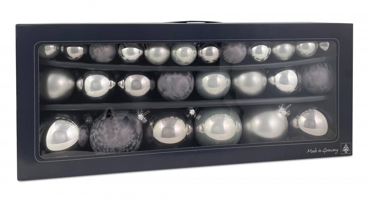 Globus-Baumarkt Florstadt - Riffelmacher Glaskugeln Steel silber grau anthrazit Riffelmacher Glaskugeln Steel silber grau anthrazit Angebot bei Globus-Baumarkt Florstadt im Prospekt WEIHNACHTS-INSPIRATIONEN
