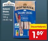Fleischwurst im Netto Marken-Discount Prospekt Salami Sticks von Hofmaier im aktuellen Netto Marken-Discount Prospekt für 1,89 €