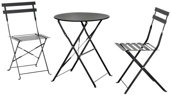 Ensemble pliant 3 pieces acier noir