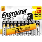 Lot de 20 piles alcalines Power AA/LR6 - ENERGIZER - Carrefour Market à Marseille Lot de 20 piles alcalines Power AA/LR6 - ENERGIZER en promo chez Carrefour Market Marseille à 7,99 €