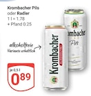 Pils Angebote von Krombacher bei GLOBUS Castrop-Rauxel für 0,89 €
