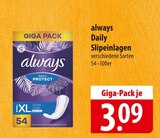 always Daily Slipeinlagen bei famila Nordost im Langenhagen Prospekt für 3,09 €